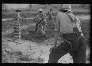 [Untitled photo, possibly related to: Convicts and guard, Oglethorpe County, Georgia]