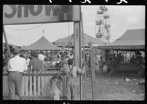 [Untitled photo, possibly related to: At the Greene County fair, Greensboro, Georgia. White schoolchildren were admitted free one day, Negro schoolchildren the next]