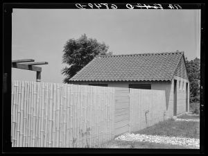 Split bamboo fence at headquarters of the United States Bureau of Plant Industry at the Savannah River Migratory Fowl Refuge. Savannah, Georgia