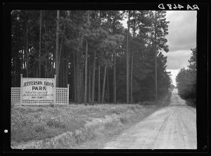 [Untitled photo, possibly related to: Eighty-acre state memorial park, Jefferson Davis Park, bound on three sides by Irwinville Farms, Georgia, property]