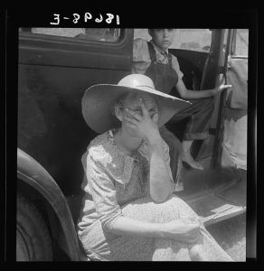 Douglas, Georgia. Wife of sharecropper in town to sell their crop at the tobacco auction