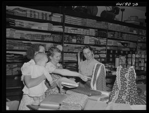 Saturday afternoon shoppers in the Bickers Goodwin store in Greensboro. Greene County, Georgia