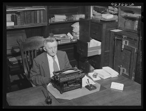 Dr. T. Rice, county Historian at work in his office Greensboro, Greene County, Georgia