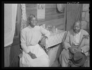 [Untitled photo, possibly related to: Mr. and Mrs. Jucius Catlan, old couple receiving old age pension. Greensboro, Greene County, Georgia]