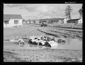 Defense housing project, Newton D. Baker Village, under authority of housing commission of Columbus, Georgia. Construction delayed on account of heavy rains