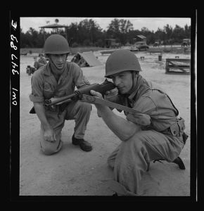[Untitled photo, possibly related to: Warner Robins, Georgia. Air Service Command, Robins Field. Learning to handle a carbine]