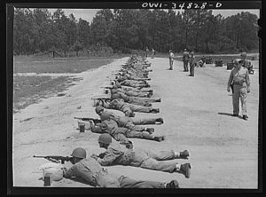 Warner Robins, Georgia. Air Service Command, Robins Field. Learning marksmanship with the carbine