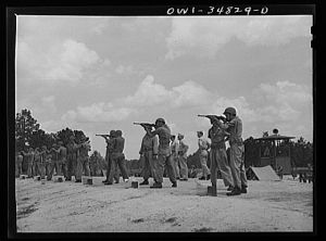 Warner Robins, Georgia. Air Service Command, Robins Field. Learning marksmanship with the carbine