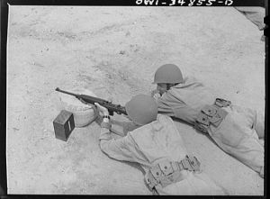 [Untitled photo, possibly related to: Warner Robins, Georgia. Air Service Command, Robins Field. Learning marksmanship with the carbine]