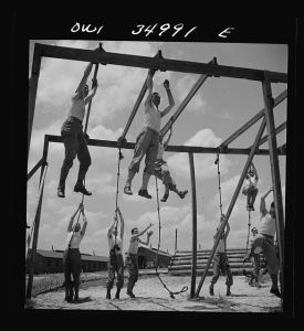 Daniel Field, Georgia. Air Service Command. Enlisted men going through the obstacle course