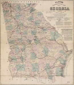 Lloyd's topographical map of Georgia from state surveys before the war showing railways, stations, villages, mills, &c.