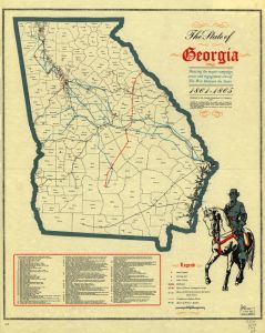The State of Georgia, showing the major campaign areas and engagement sites of the War between the States, 1861-1865.