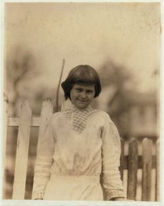 A 12 year old knitter in the Rome Hosiery Mill. Been there some time. Earns four to five dollars a week. Location: Rome, Georgia.