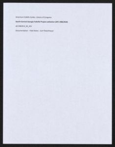 Documentation -- Field Notes -- Carl Fleischhauer