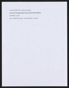 Book – Original Manuscripts – Howard Marshall – "Houses"