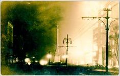 Photograph, Broad Street and Confederate Monument during the 1916 fire, Augusta, Georgia