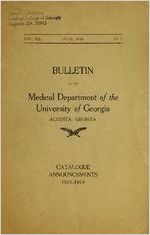 Bulletin of the Medical Department of the University of Georgia, 1918-1919