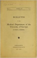 Bulletin of the Medical Department of the University of Georgia, 1921-1922