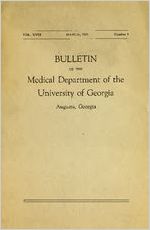 Bulletin of the Medical Department of the University of Georgia, 1929-1930