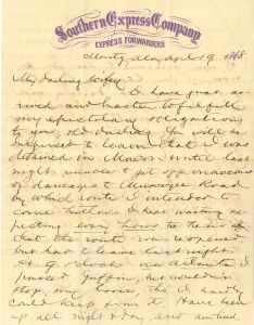 Letter to Chloe Mitchell, April 19, 1868