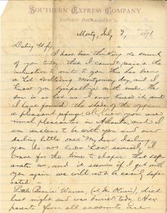 Letter to Chloe Mitchell, July 2, 1871