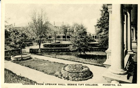 Looking from Upshaw Hall (1) postcard, Tift College, Forsyth, Georgia