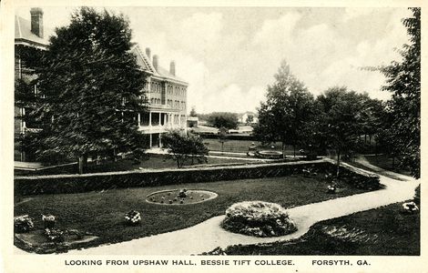 Looking from Upshaw Hall (2) postcard, Tift College, Forsyth, Georgia