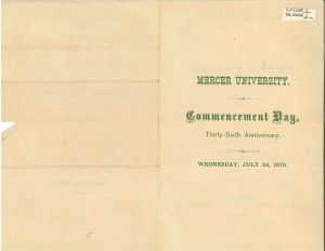 Mercer University Commencement Day, 1878 (copy 2)