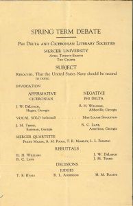 Spring Term Debate, Phi Delta and Ciceronian Literary Societies
