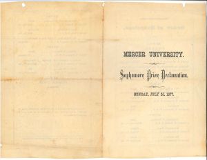 Mercer University, Sophomore Prize Declamation, 1877 (copy 2)