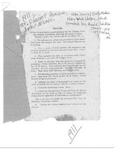 Association Minutes, 1911
