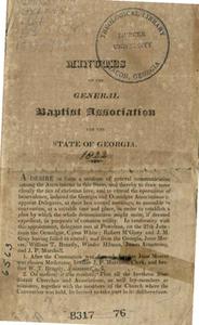 Minutes of the General Baptist Association for the State of Georgia [1822]