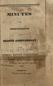 Minutes of the Proceedings of the Eighth Anniversary of the Georgia Baptist Convention [1829]