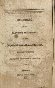 Minutes of the Eleventh Anniversary of the Baptist Convention of Georgia [1832]