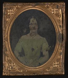 Miniature of woman in off-shoulder dress in gold frame