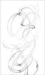 Drawing from sketchbook dated September, 2000, black pen and ink sketches