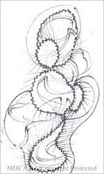 Drawing from sketchbook dated September, 2000, black pen and ink sketches