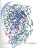 Drawing from sketchbook dated April 22 2002, color pen and ink sketches