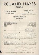 Roland Hayes Concert Program
