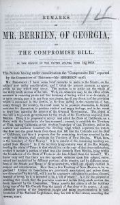 Remarks of Mr. Berrien, of Georgia, on the Compromise bill : in the Senate of the United States, June 14, 1850