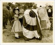 Photograph of young woman unveiling monument, Sylvania, Georgia, 1947