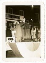 Photograph of Reverend Walter H. Blanks addressing the crowd at Sylvania Centennial celebration, Sylvania, Georgia, 1947