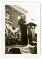 Photograph of congressman Prince Preston addressing the crowd at Sylvania Centennial celebration, Sylvania, Georgia, 1947