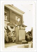 Photograph of D. Elliott Hagan addressing the crowd at Sylvania Centennial celebration, Sylvania, Georgia, 1947