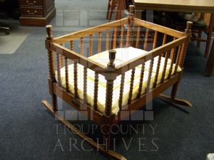 Handmade Oak Crib Belonging to Henry Carl Harris