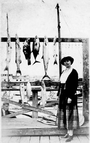 Callaway, Ida Cason with fish she caught in Miami, Florida