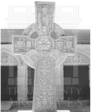 Celtic Cross and Statue of St. Luke at St Lukes Episcopal Church, LaGrange