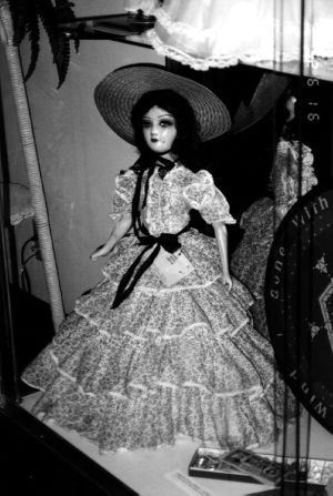 Doll in a "Gone With the Wind" display at Coleman Library