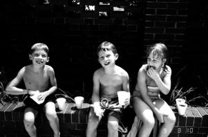 Three children by the CEA Pool