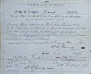 Vance, Henry and Evans, Mary Jane